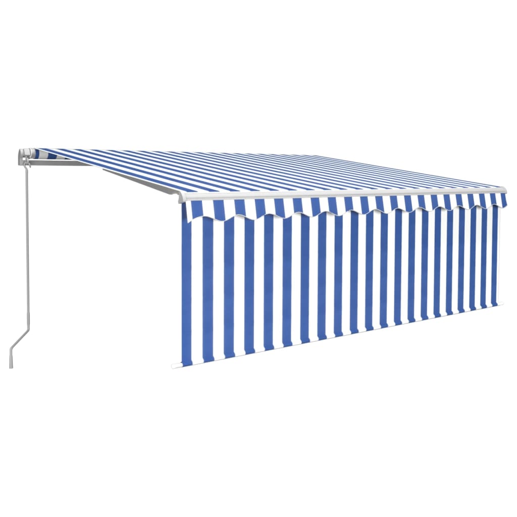vidaXL toldo retráctil manual con persiana azul y blanco 4x3 m
