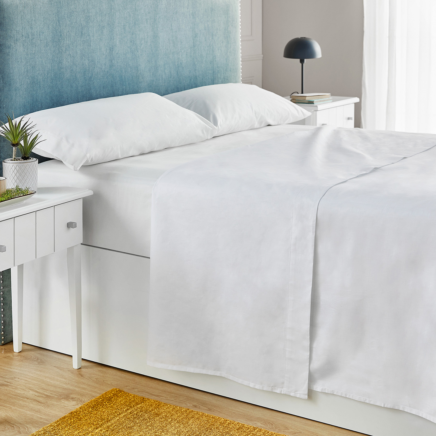 Conjunto de lençóis 180x190cm pikolin home 100% aLGodão percal branco