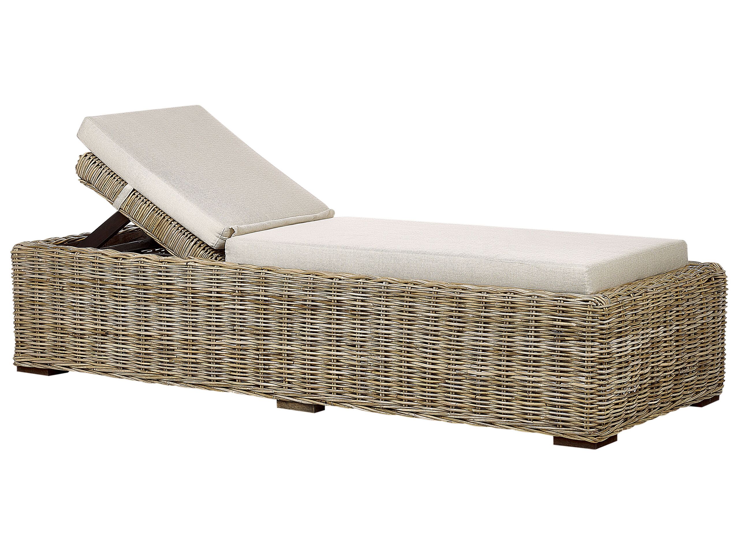 Espreguiçadeira com almofada palese rattan natural