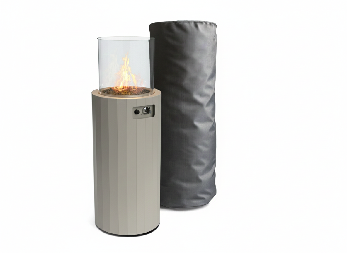 Aquecedor a gás exterior bino até 8 kw cilíndrico portátil cinzento claro