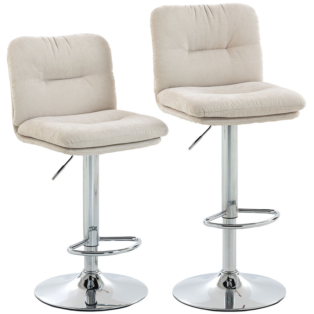 Bancos de bar 41,5x50x112 cm linho, aço color beige Homcom, casa - cadeiras