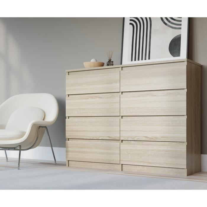 Cômoda 8 gavetas - carvalho sonoma - 120x39x101 cm