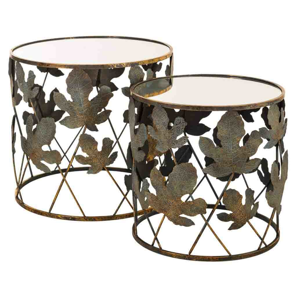 Conjunto de 2 mesas em metal dourado