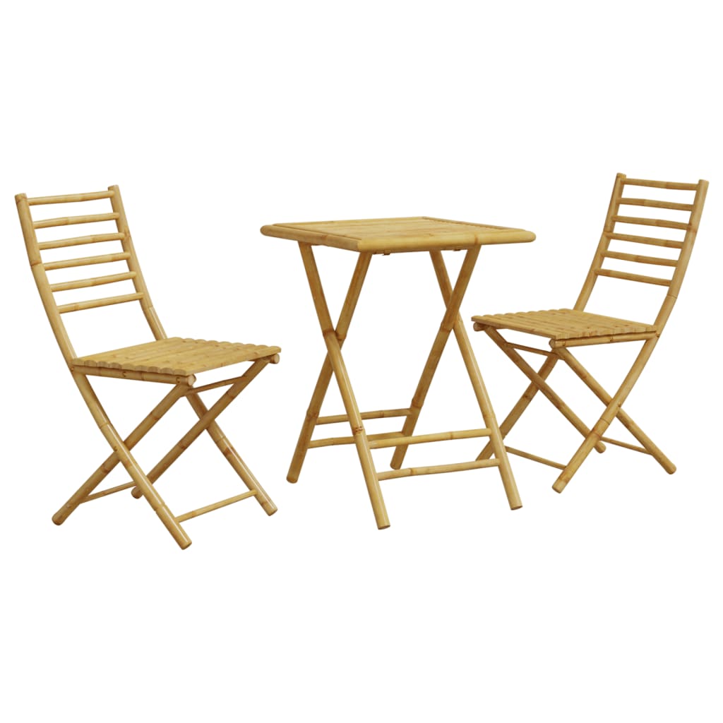 vidaXL juego de mesa y sillas de jardín 3 piezas bambú