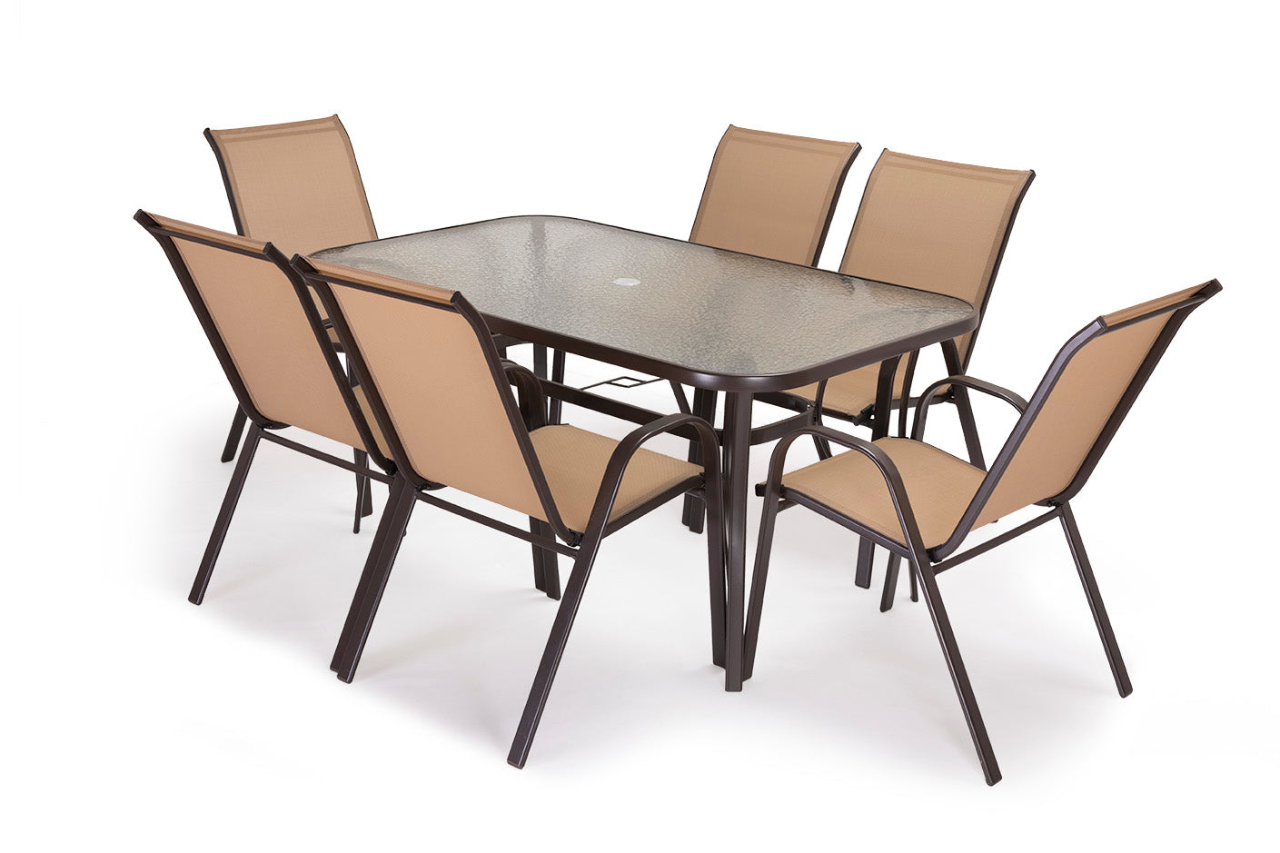 Mesa em vidro temperado hc + 6 cadeiras. Móveis de jardim e terraço,