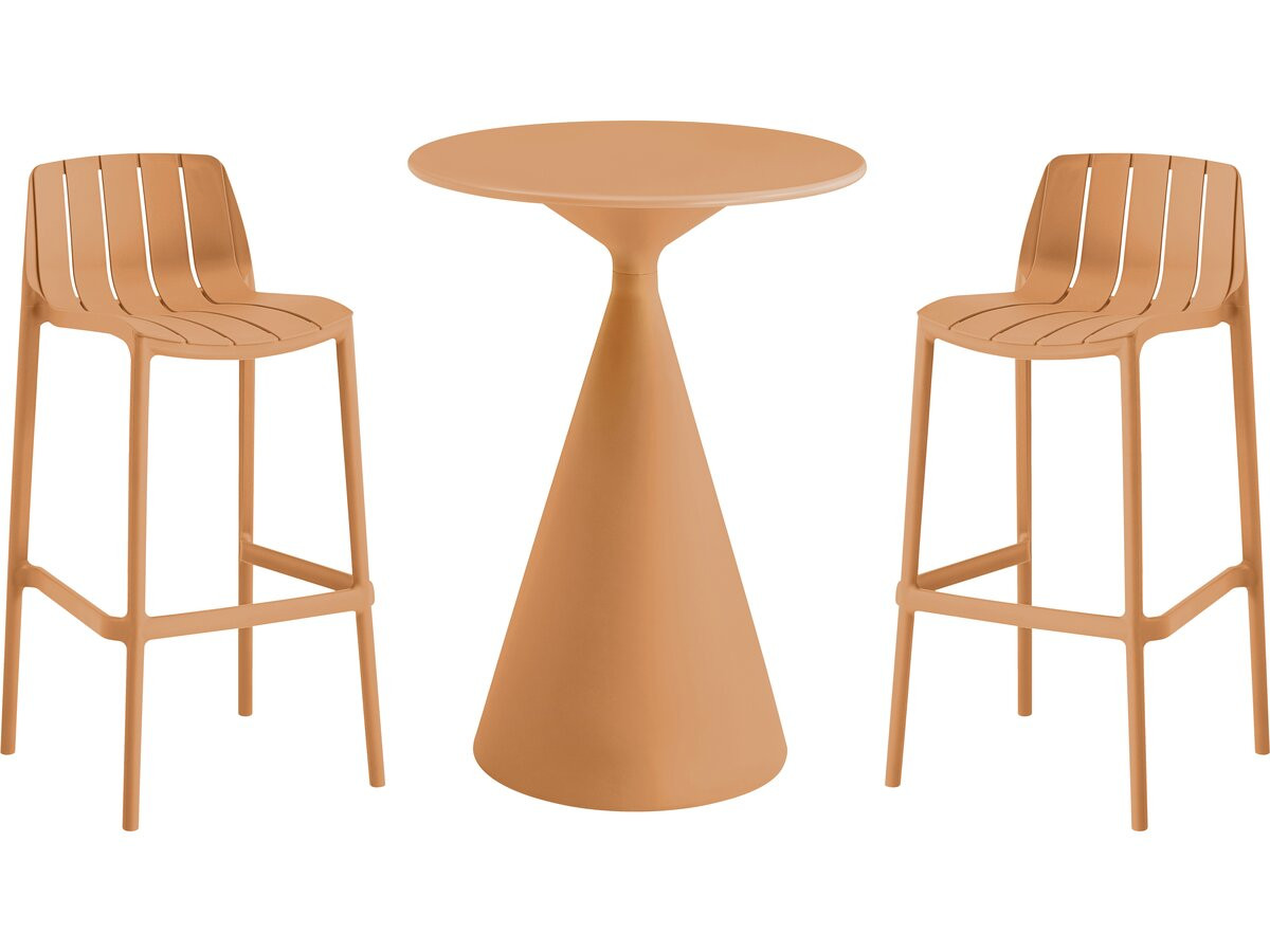 Mesa e cadeiras altas de bistrô empilháveis <<vaena>> - 2 lugares - laranja