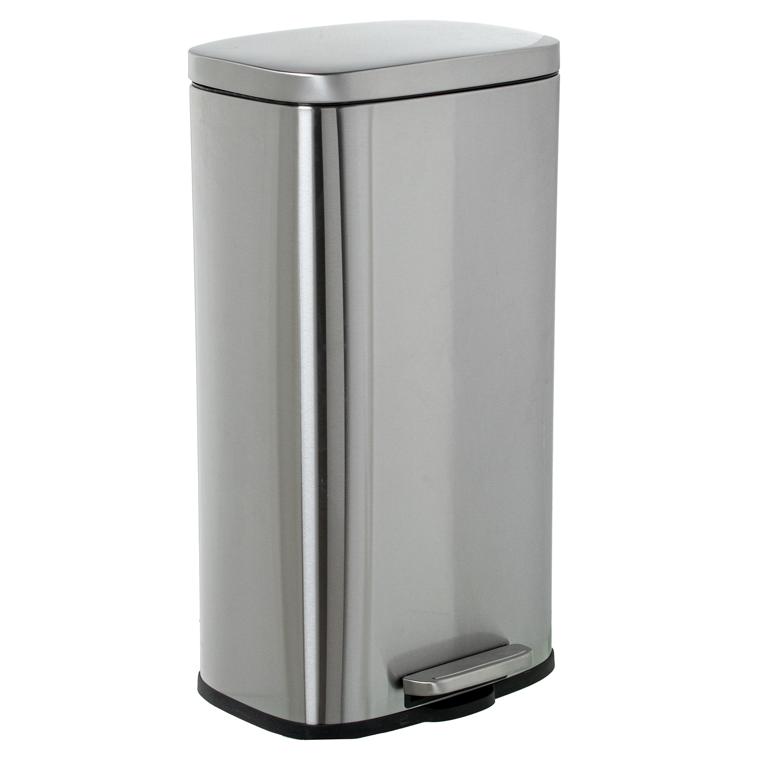 Lixeira de aço inoxidável de 30 litros com pedal, acabamento fosco.