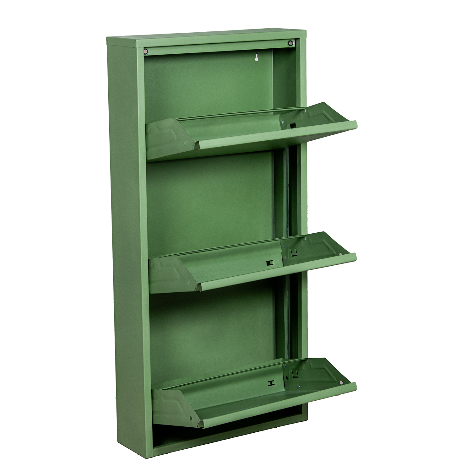 Sapateira de metal com 3 gavetas, verde claro