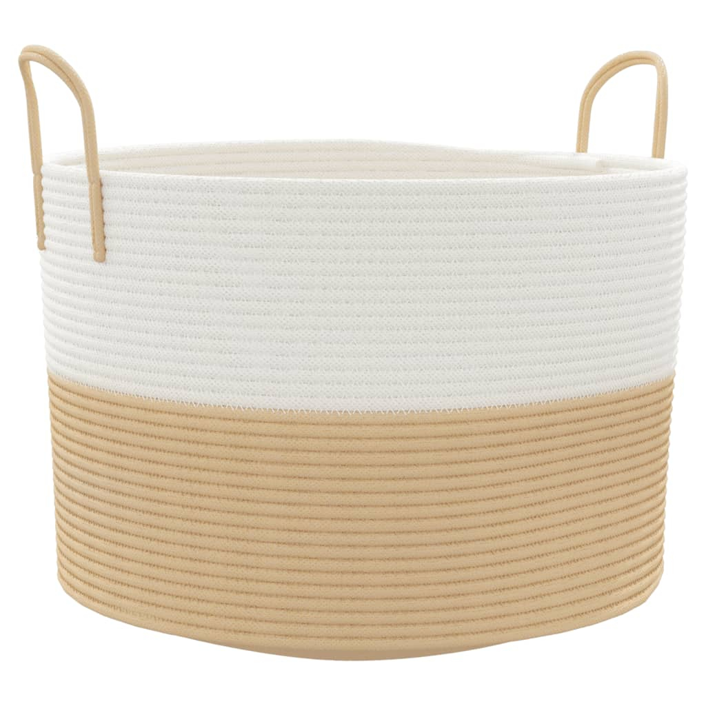 vidaXL cesta de almacenaje aLGodón beige y blanco ø51x33 cm