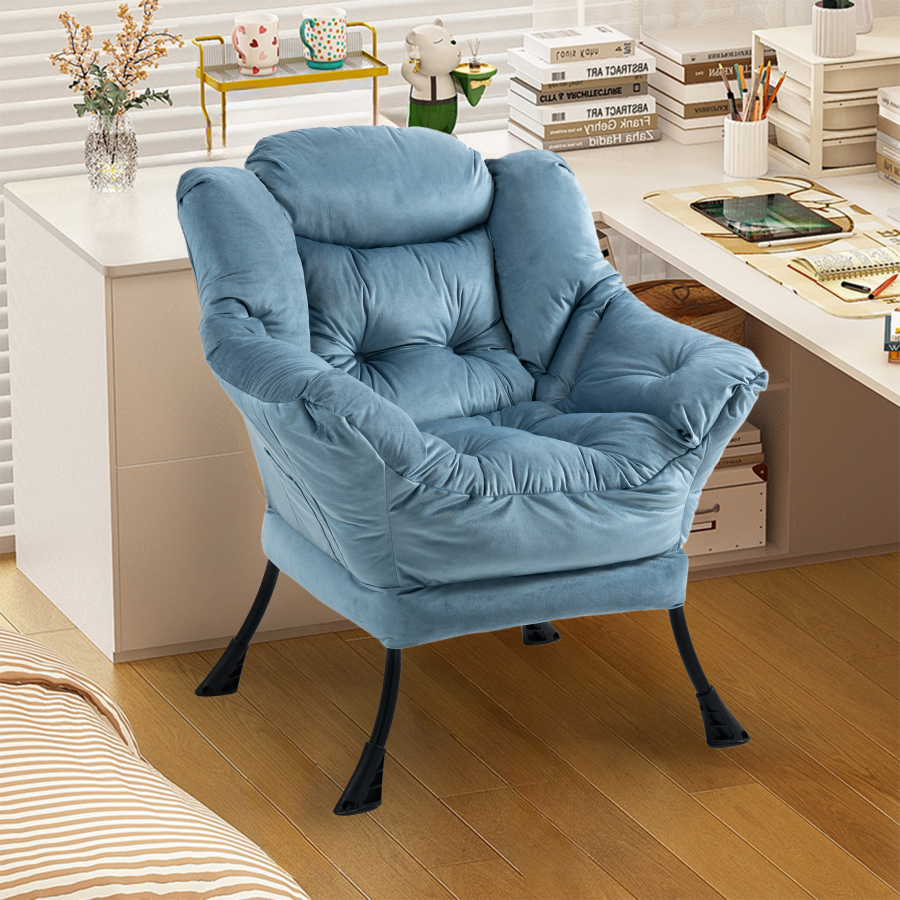 Poltrona relax em metal azul claro com bolso lateral