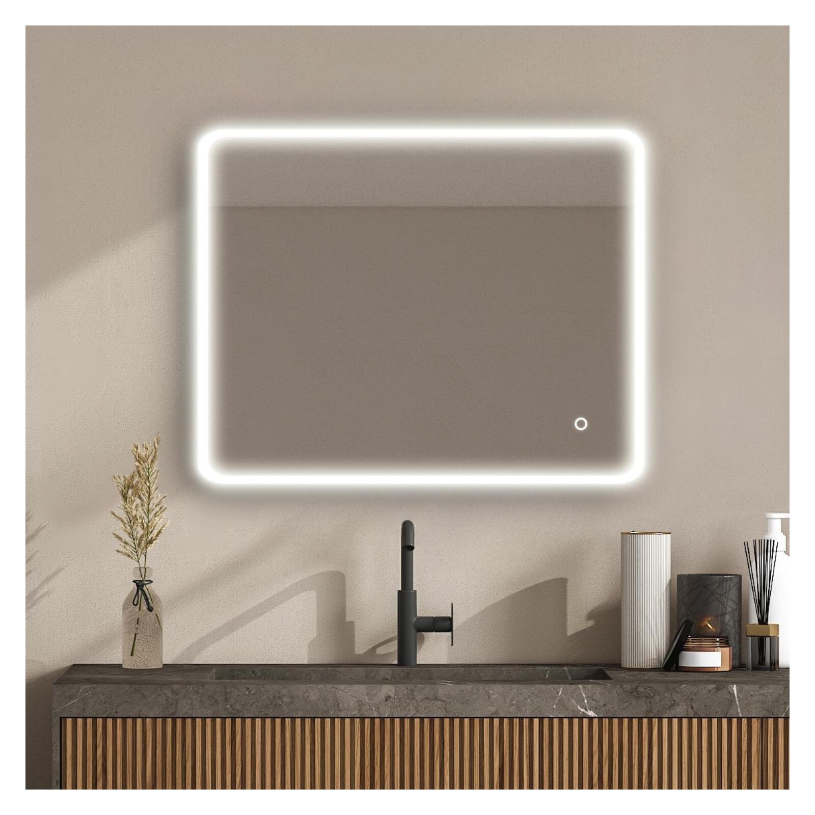 Espelho LED retangular l60/80/90/120cm com retroiluminação miralux