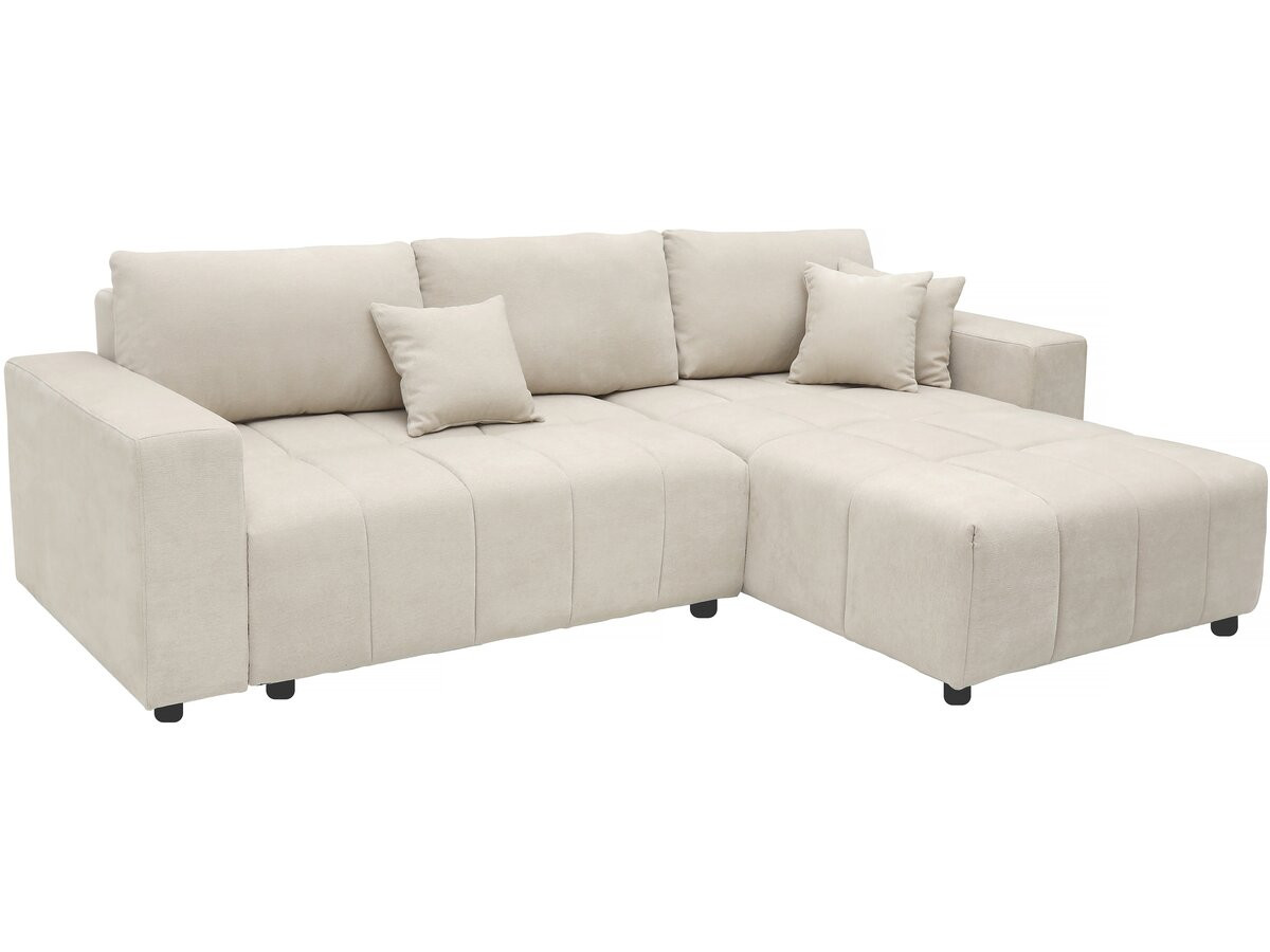 George", sofá-cama de canto de 4 lugares, estilo bolha, em tecido chenille