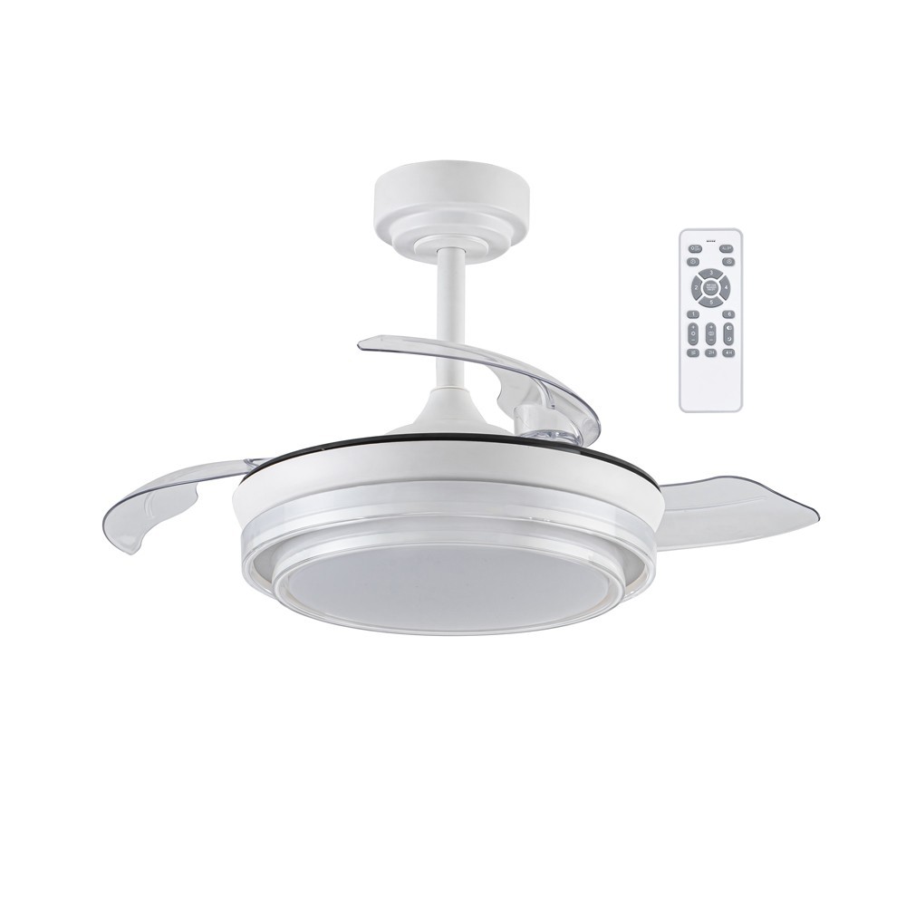 Ventoinha de teto com luz LED 46w e lâminas rebatíveis messina mini branco