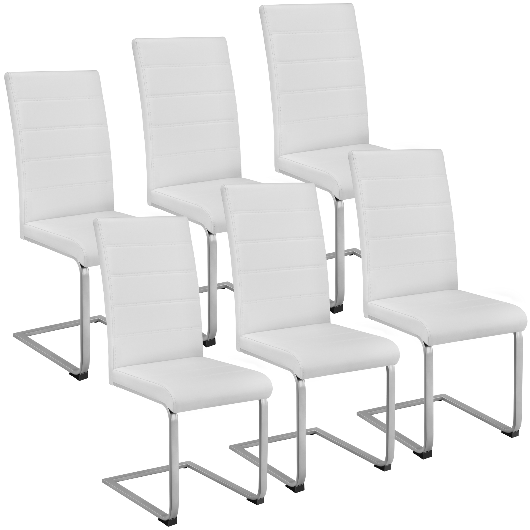Cadeiras de sala de jantar altas, forma de c símil cuero branco