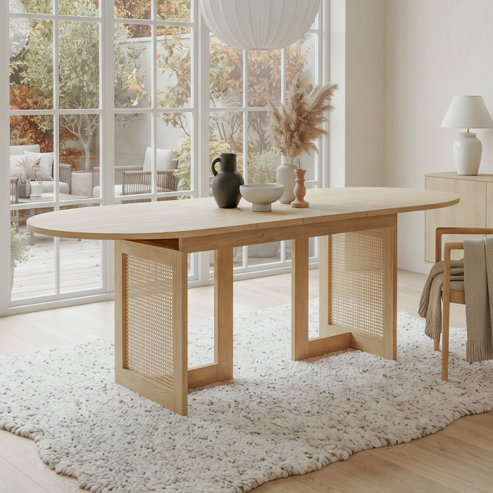 Mesa de comedor extensible para 6 a 8 personas roble 150 a 200x90cm