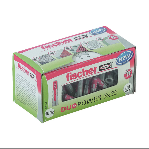 Buchas duopower 5 x 25 mm fischer caixa 100 uds