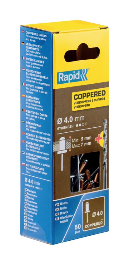 Remaches ø4x10mm cobre con taladro 50 piezas