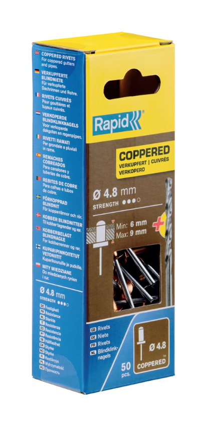 Remaches ø4.8x12mm cobre con taladro 50 uds
