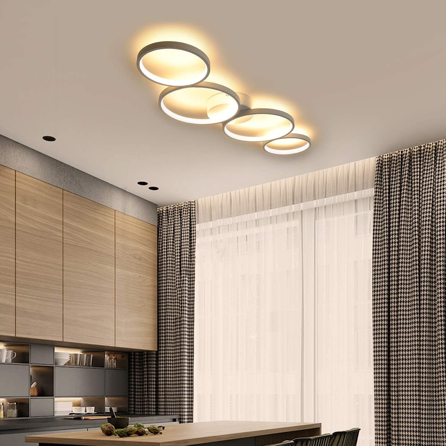 Nettlife moderna redonda LED luz de teto branco quente 3000k anel 37w