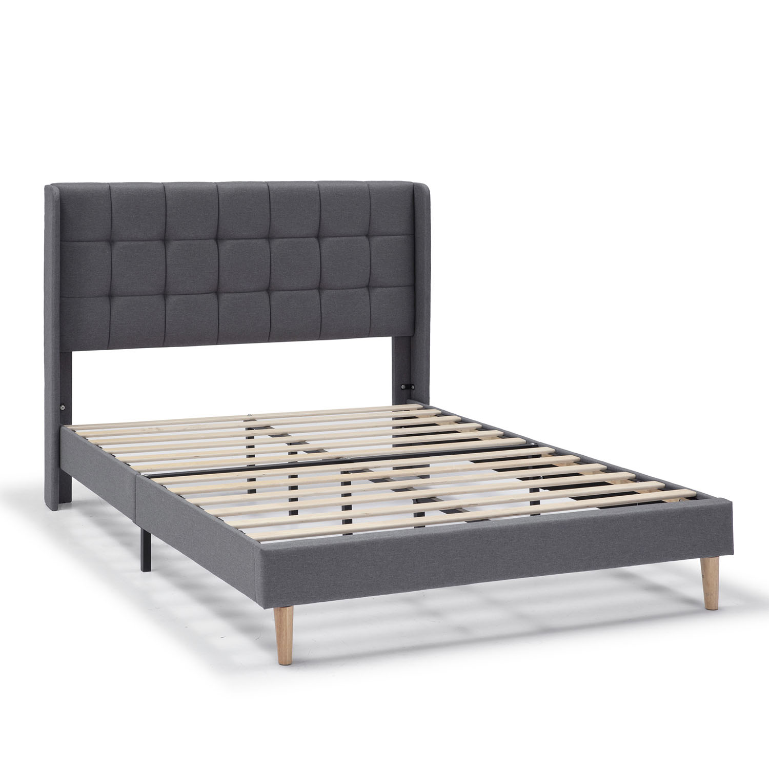 Cama estofada esther de 30 cm, 135/140x190 cm, cinza escuro