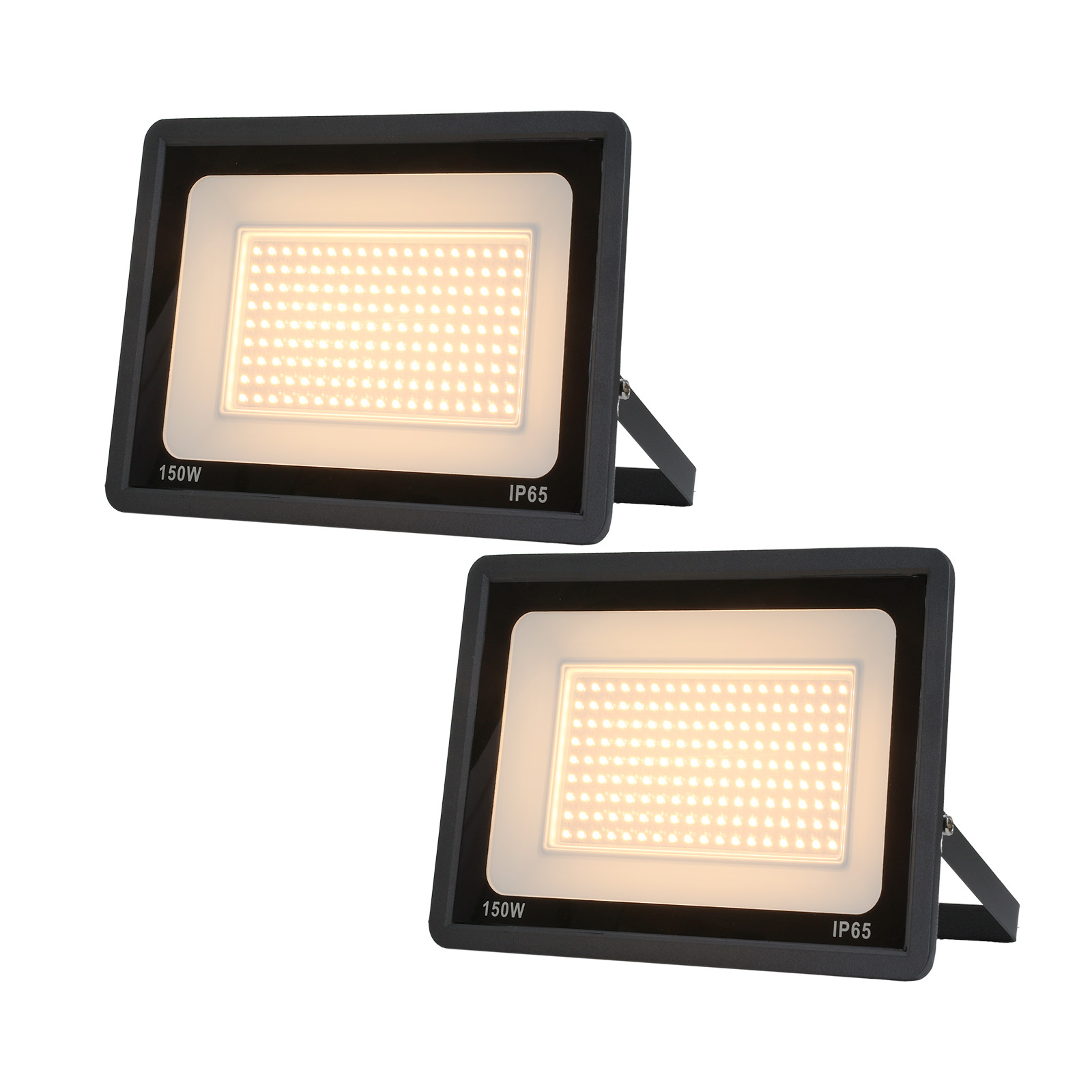 Pack de 2 projetores LED exteriores 150w, luz branca quente 3000k,