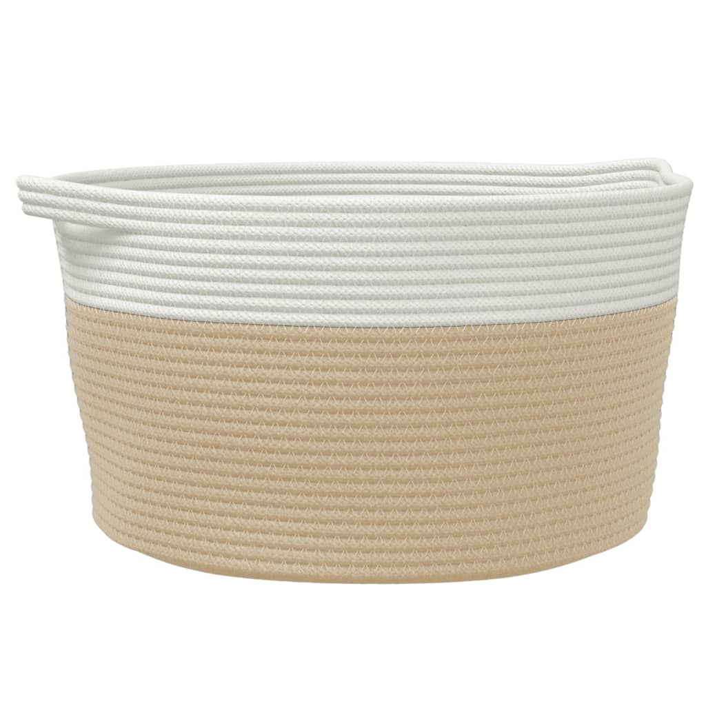 vidaXL cesta de almacenaje aLGodón beige y blanco ø40x25 cm