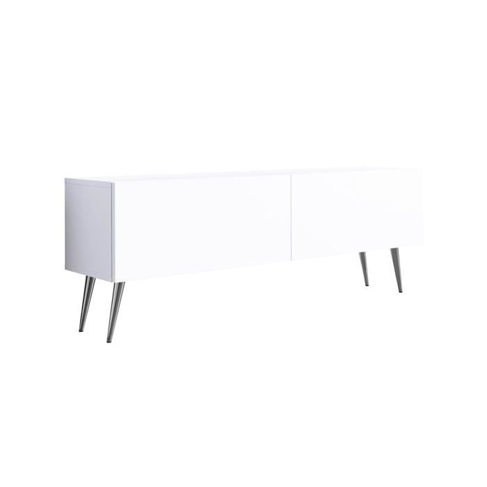Móvel tv - branco mate e patas cromadas - 140 x 52 x 32 cm