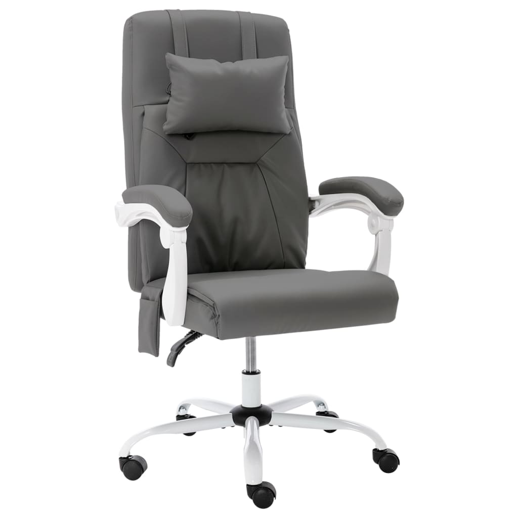 Cadeira escritório c/ função massagem couro artificial cinzento wf115588
