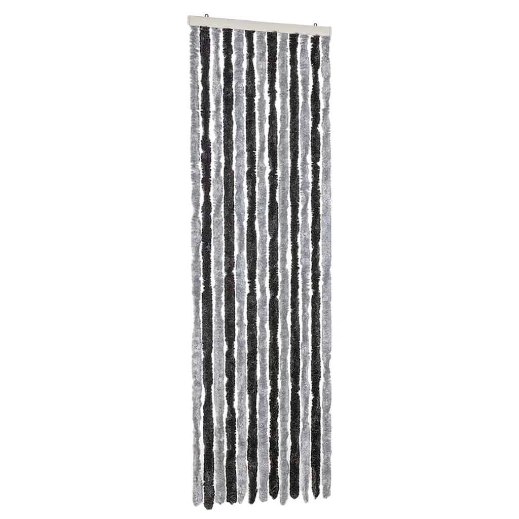 Cortina anti-insetos 56x185 cm chenille cinzento e preto