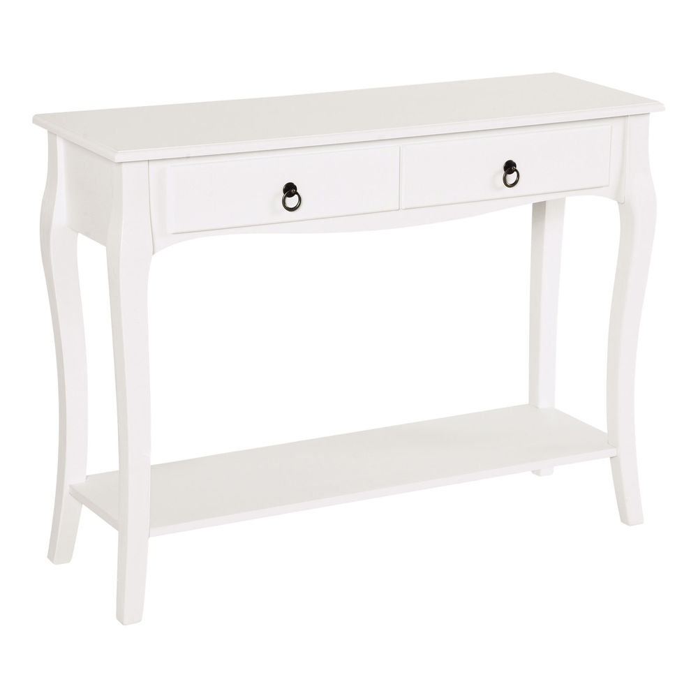 Mesa consola 100x33x75 cm mdf e madeira de pinho color blanco Homcom