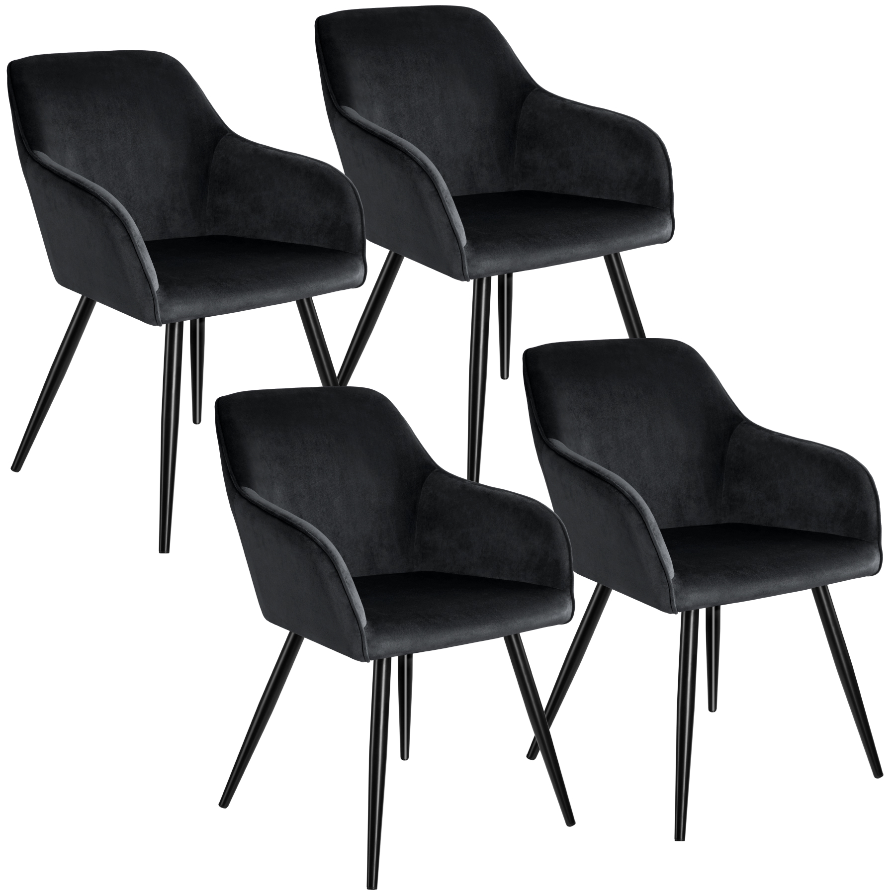 4 cadeiras de sala de jantar aterciopeladas 58 x 62 x 82 cm preto