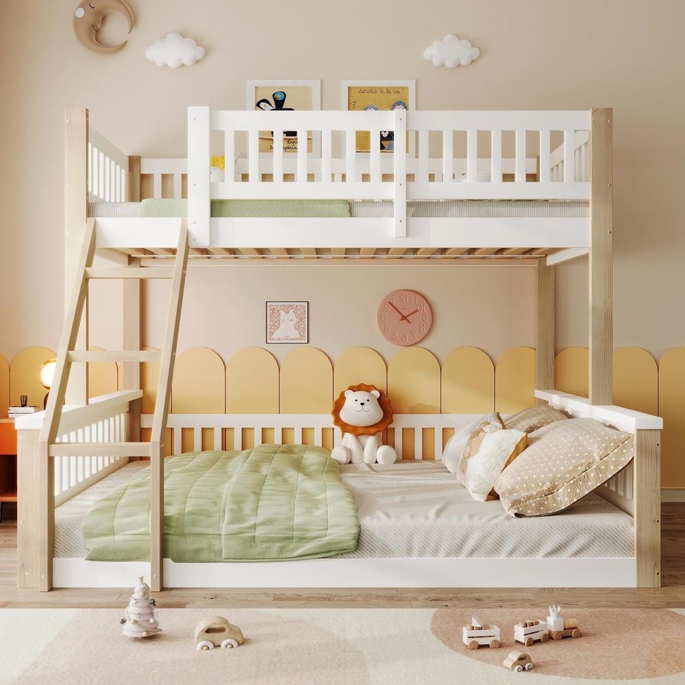 Beliche infantil madeira 90x200+140x200 com escada e proteção