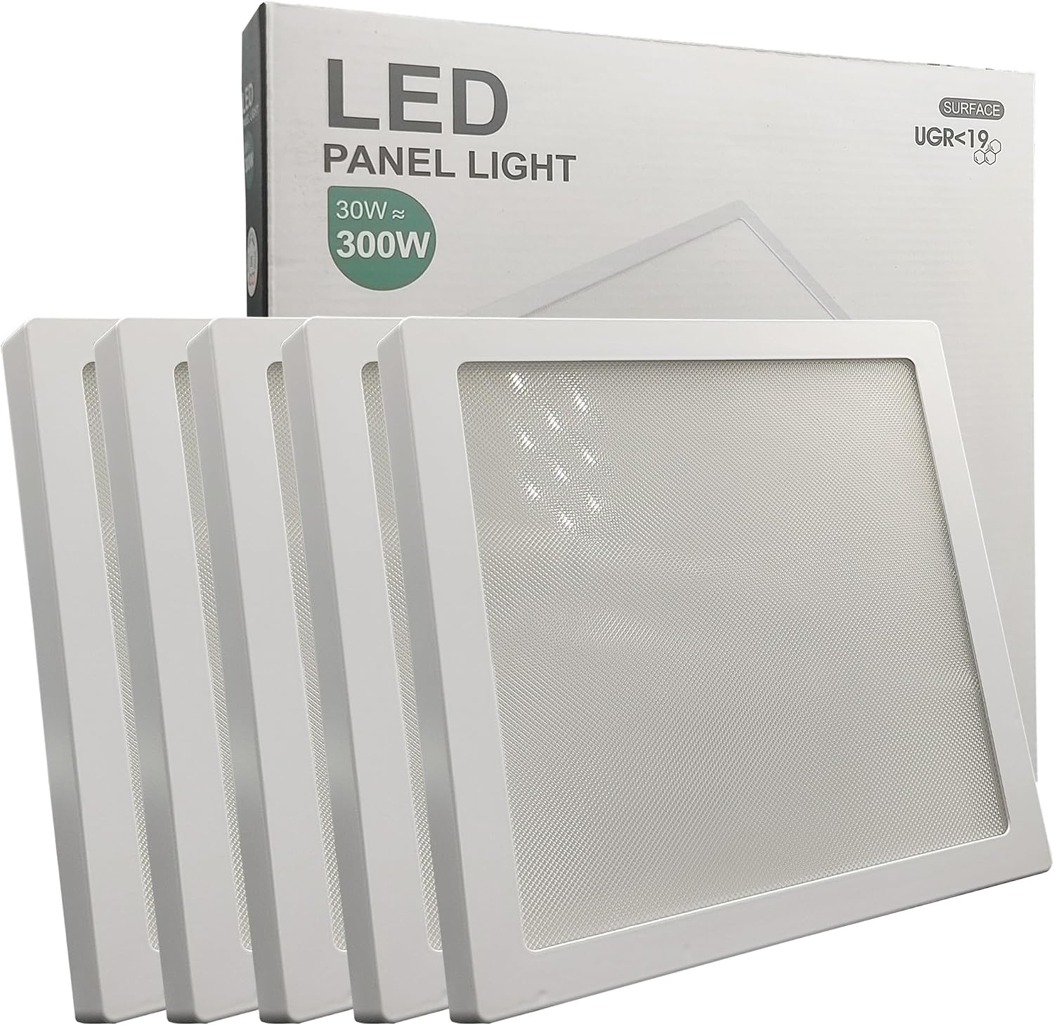 Pack x5 plafon LED quadrado 30w (300w), 3600lm, luz selecionável 4cct
