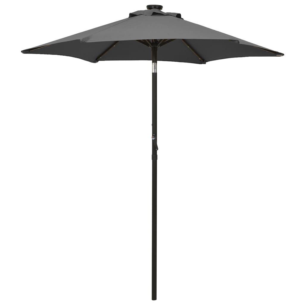 Guarda-sol de jardim c/ luzes LED 200x211 cm alumínio antracite ergft4471