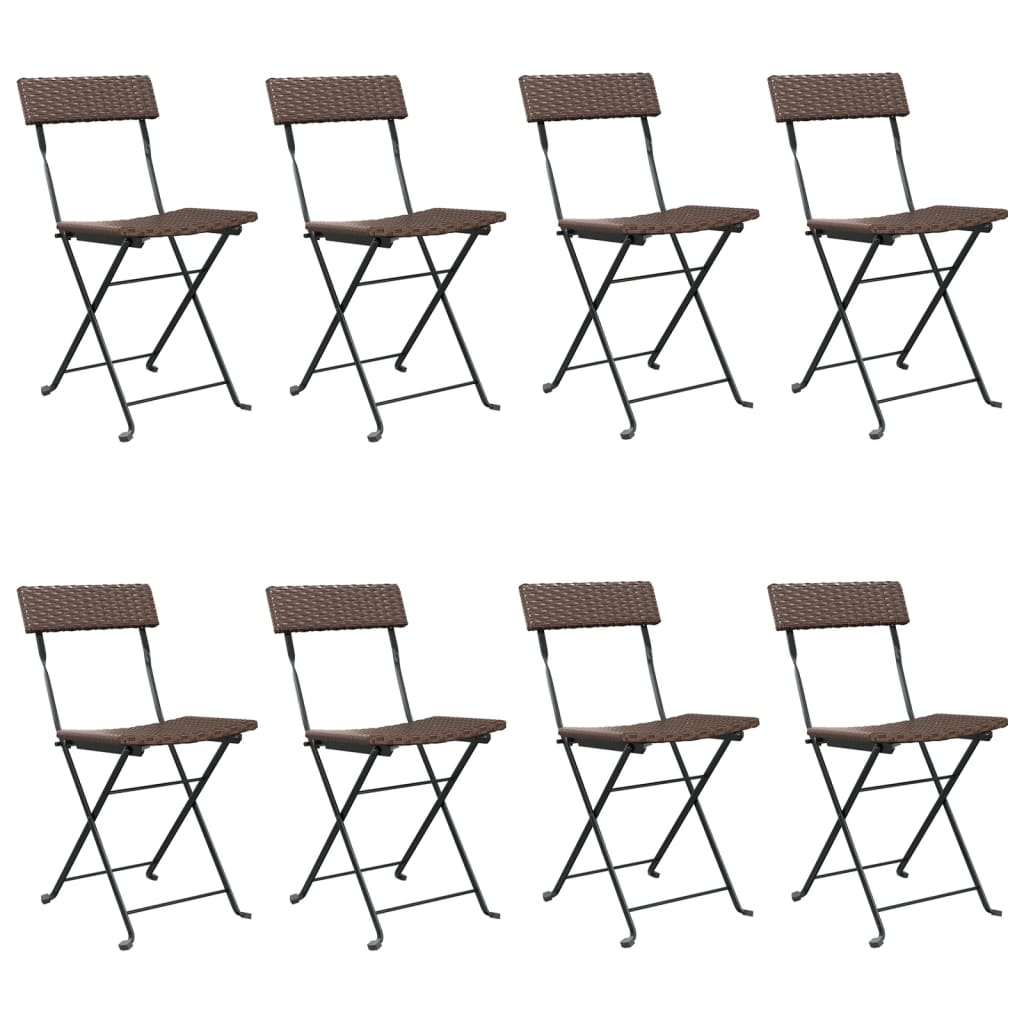 Cadeiras de bistrô dobráveis 8 pcs vime pe e aço castanho
