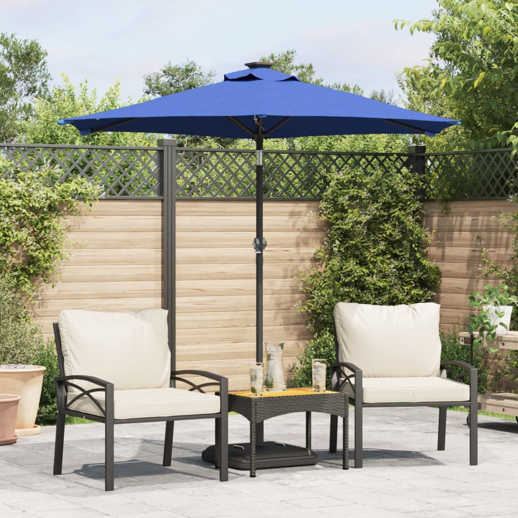 Guarda-sol jardim c/LEDs e poste aço 225x225x212 cm azul-ciano ergft1967