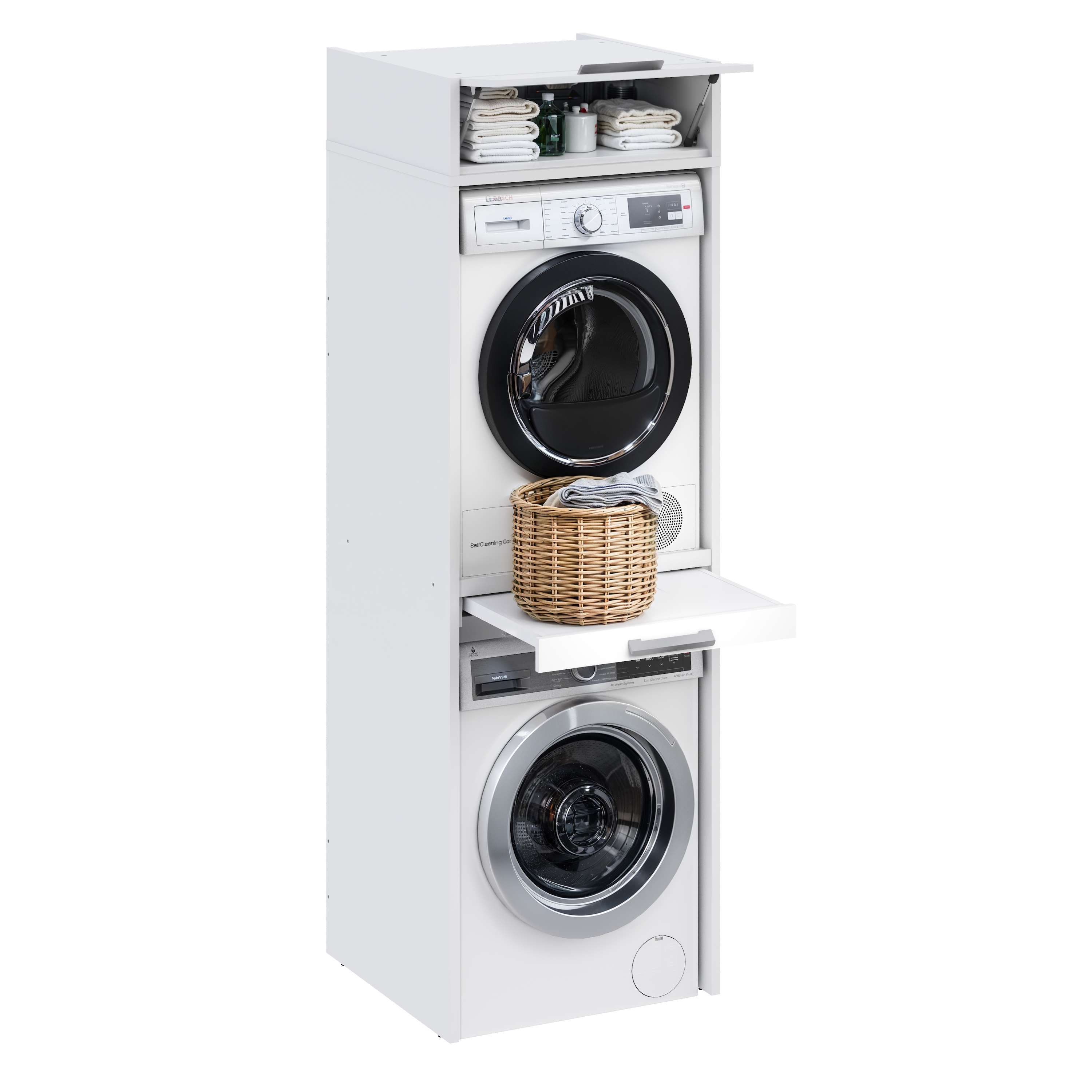 Coluna máquina de lavar e secar con móvel alto t-bath 67,2x208cm branco