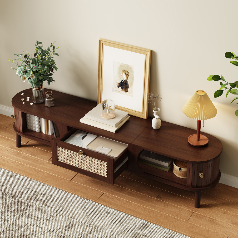 Móvel de tv com portas e gavetas natural 38x170x39,5cm