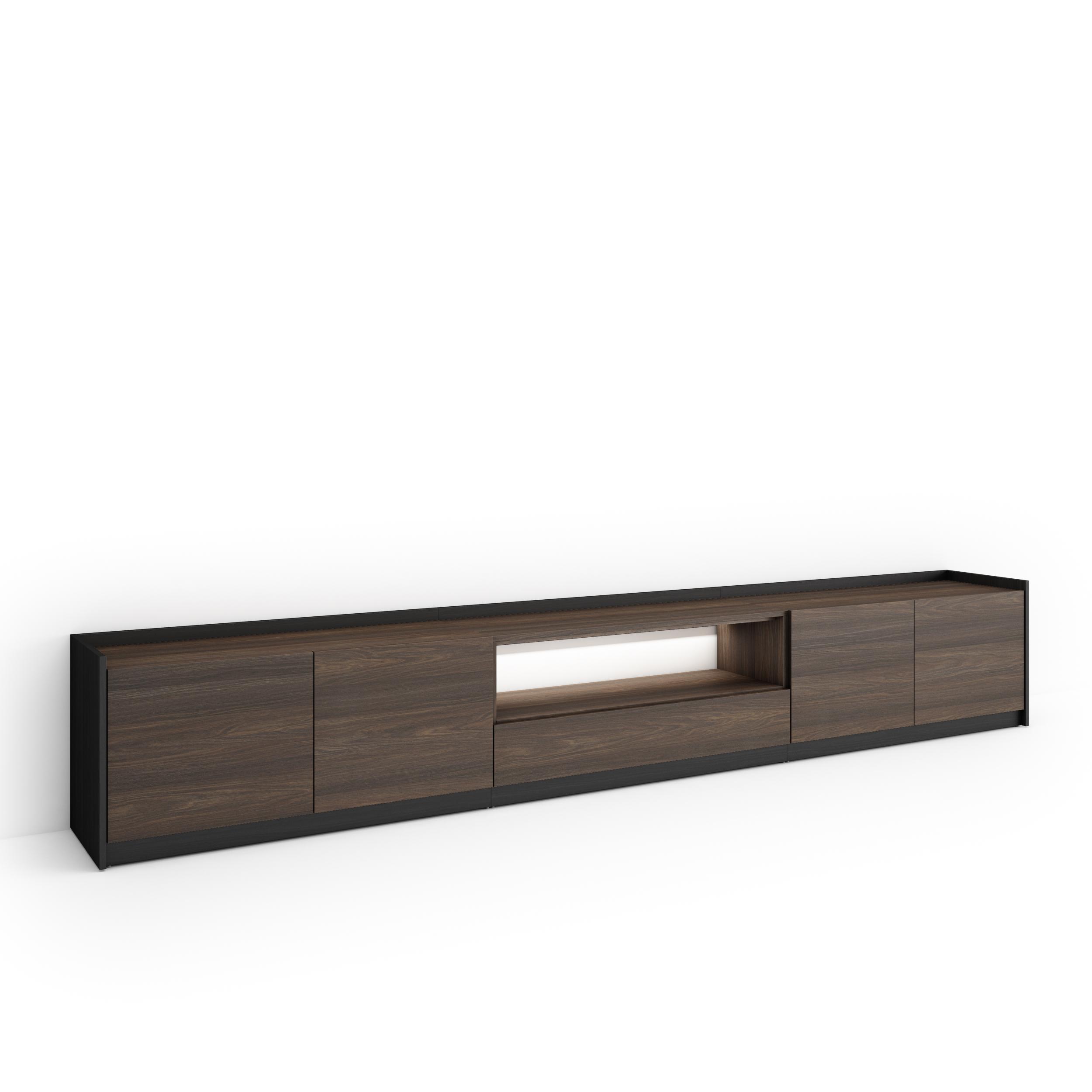 Móvel de tv, 310x37x50cm, carvalho escuro e preto, LED rf4873