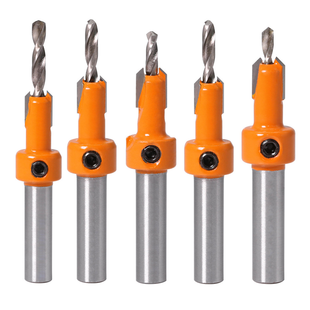 Jogo 5 brocas escareadoras HSS 2,8-3,2mm madeira auto-roscantes
