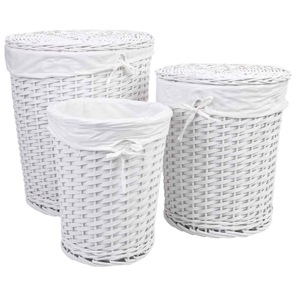 Set 3 cestas de vime branco l:43x43x50 m:36x36x43 s:30x30x37 cm