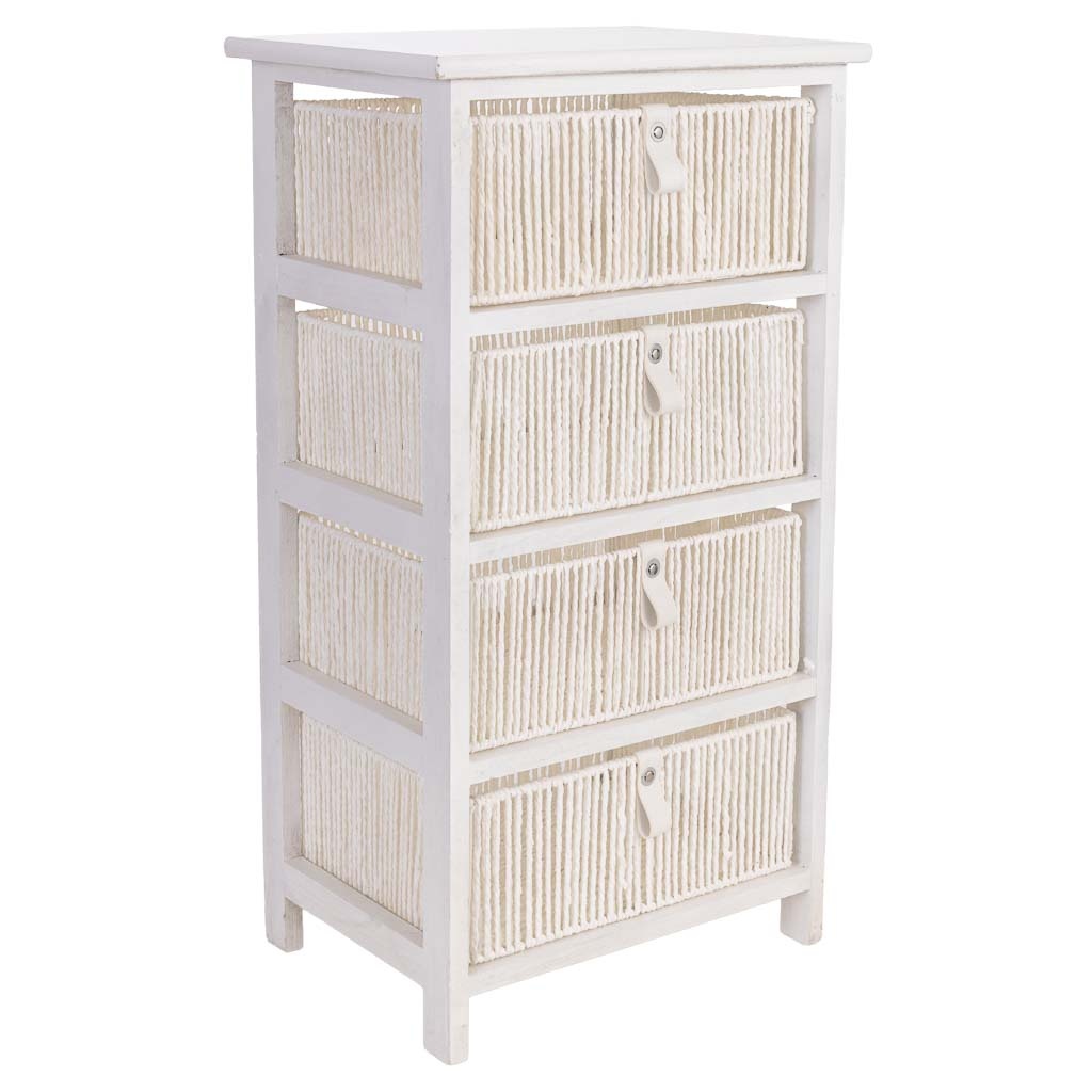 Cômoda de madeira branca 40x29x73h cm
