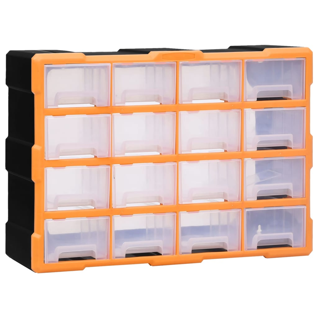 Organizador multi-gavetas vidaxl com 16 gavetas médias 52x16x37 cm