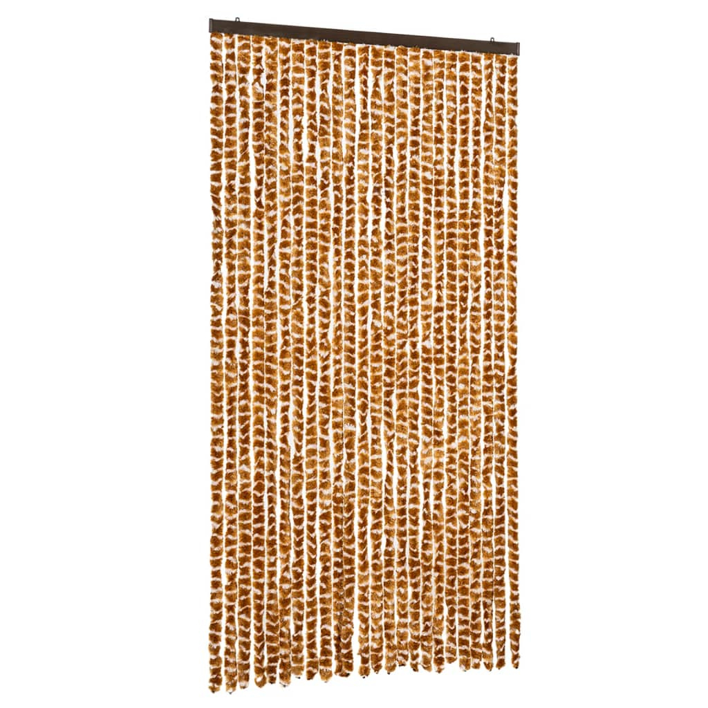 Cortina anti-insetos 100x230 cm chenille ocre e branco