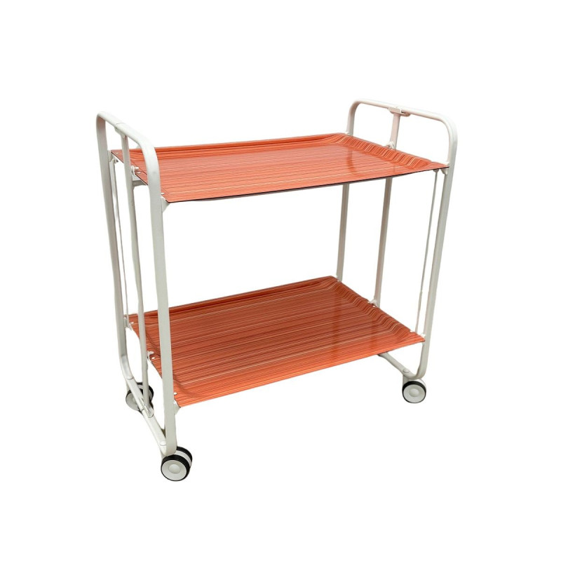 Carrinho de serviço dobrável bauhaus, armação de metal branco, 2 bandejas