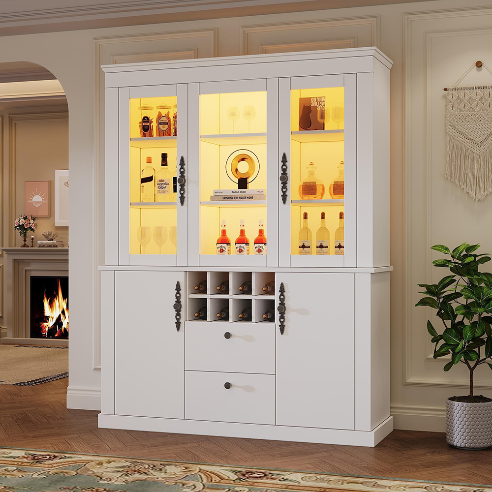 Vitrine vertical com duas gavetas, branca