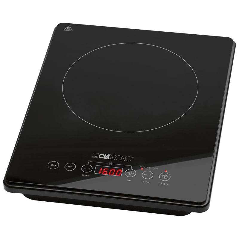 Placa de indução portátil, 10 níveis de potên clatronic eki 3569 preto 2000