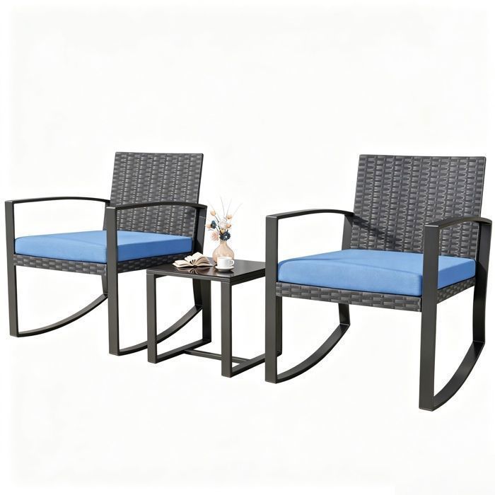Conjunto baixo de jardim - azul - 3 peças