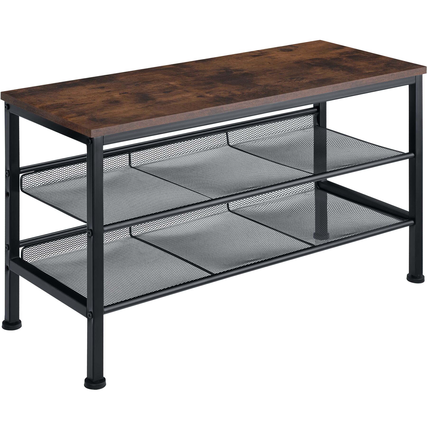 Sapateiro estilo industrial e 2 prateleiras 75,5x30,5x45,5cm madeira oscura