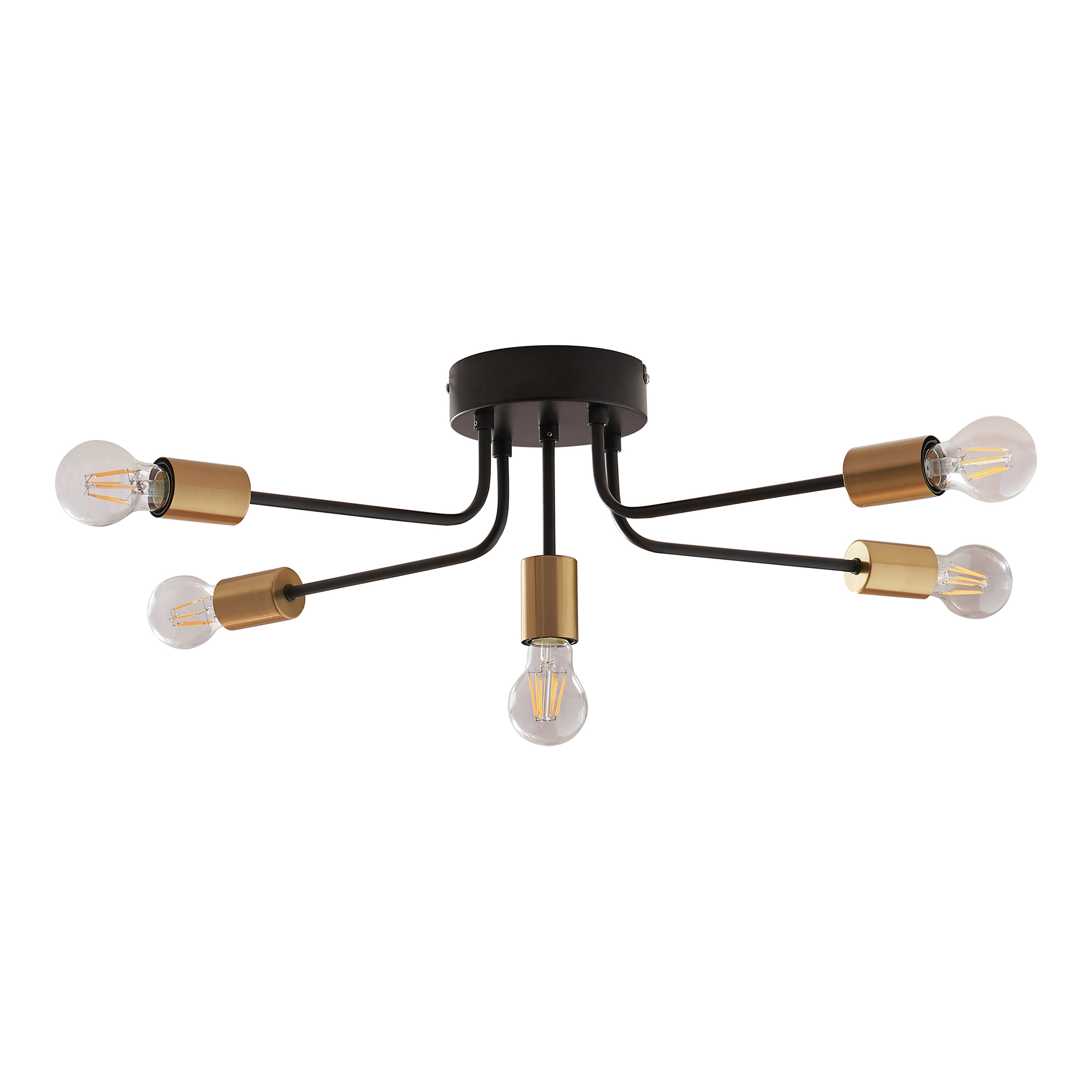 Candeeiro de teto benfleet 5xE27 altura 21cm preto/latão colorido [lux.pro]